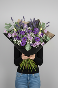 Lavender Dream Bouquet wrapped in black paper